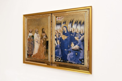 Ricardo II apresentado à Virgem e à Criança por seu padroeiro São João Batista e pelos Santos Eduardo e Edmundo, c.1395-99 (têmpera de ovo em carvalho)