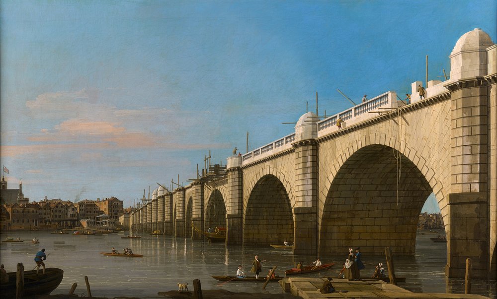 Londres, ponte Westminster em construção, vista do sudeste do país de Canaletto