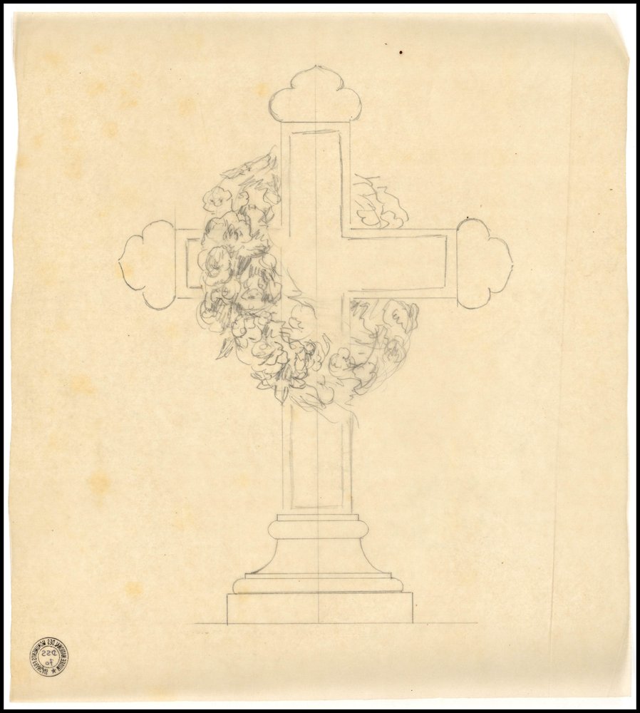 Esboço do túmulo para a família Karakehia no cemitério Père Lachaise em Paris de Adolphe-Victor Geoffroy-Dechaume