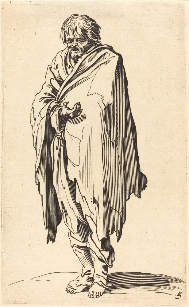 Mendigo com cabeça e pés descalços de After Jacques Callot