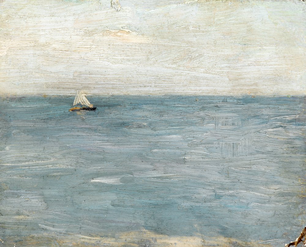 Marinha com barco à vela de Albert de Belleroche