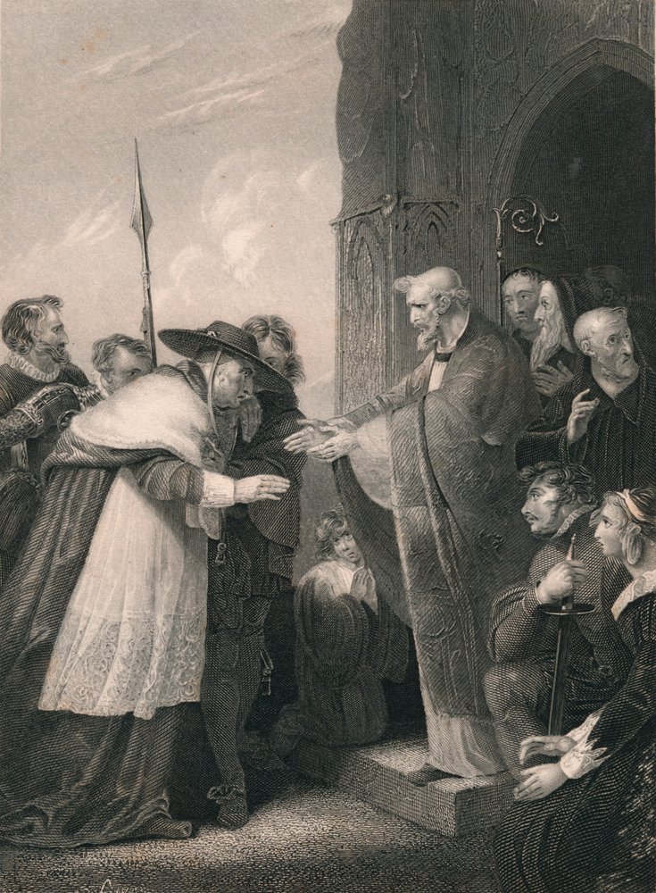 Cardeal Wolsey: Entrando na Abadia de Leicester, 1530, meados do século XIX. de Albert Henry Payne