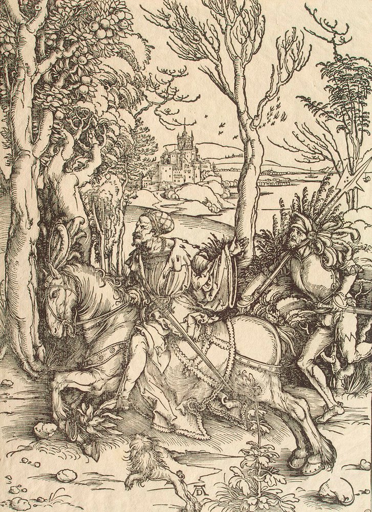 Knight e Lansquenet, c1497. de Albrecht Dürer