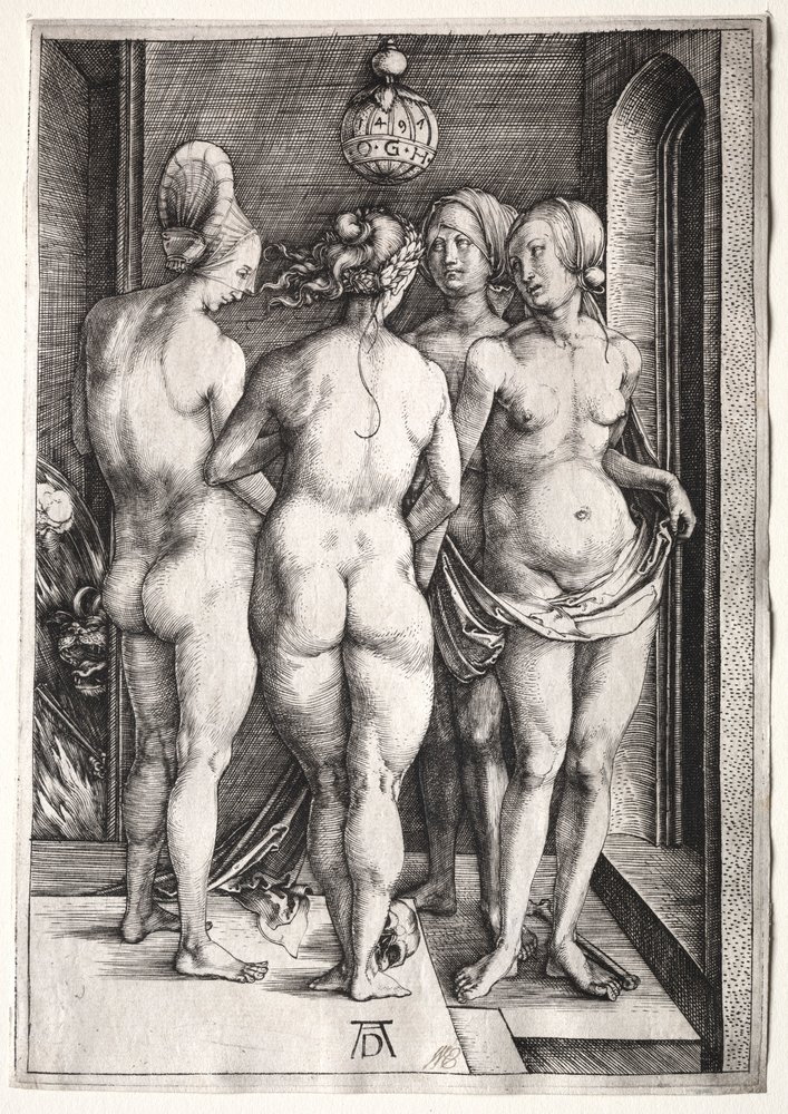 As quatro bruxas, quatro mulheres nuas, 1497 de Albrecht Dürer