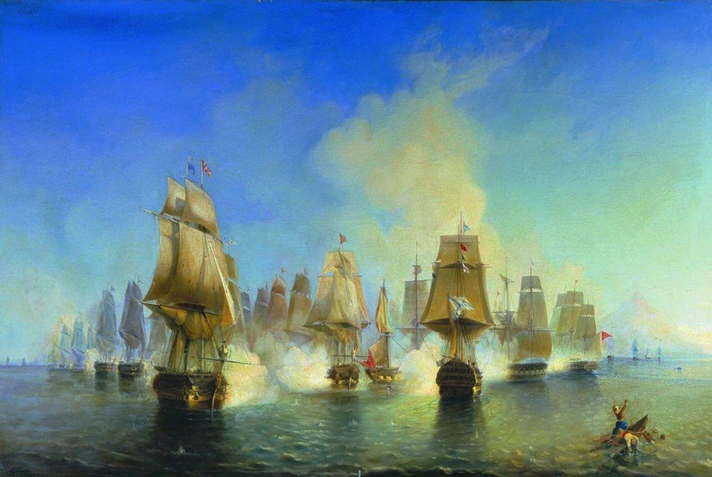 A batalha naval de Athos de Aleksei Petrovich Bogolyubov