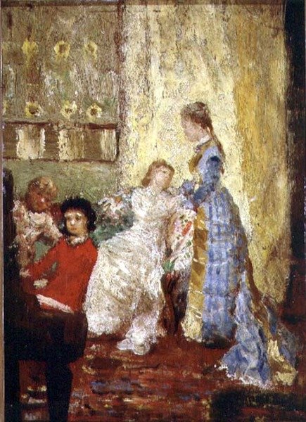 Lady in a Blue Dress ou The Piano (óleo sobre tela) de Alfred George Stevens