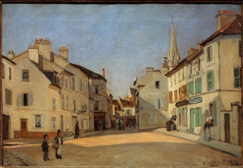 Rue de la Chaussée em Argenteuil, disse Place in Argenteuil de Alfred Sisley