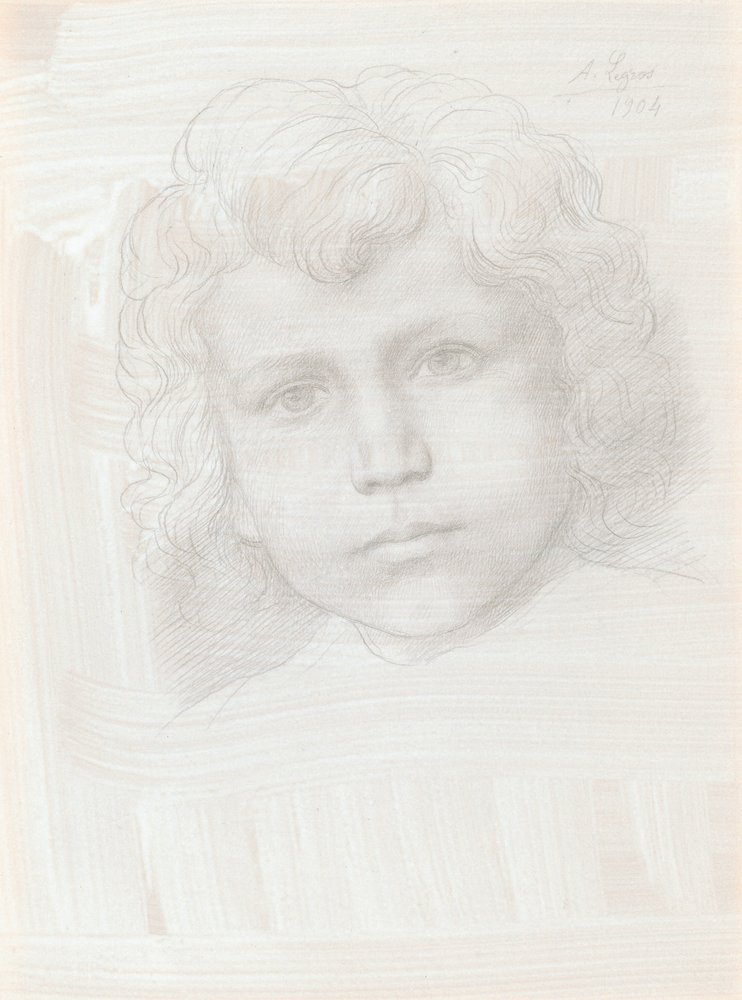 Estudo da cabeça de cupido de uma menina, 1904. de Alphonse Legros