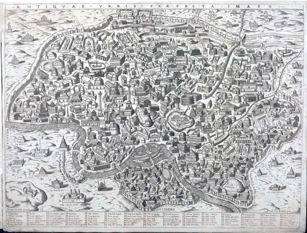 Imagem da cidade antiga, mapa de Roma, c.1600 de Ambrogio Brambilla