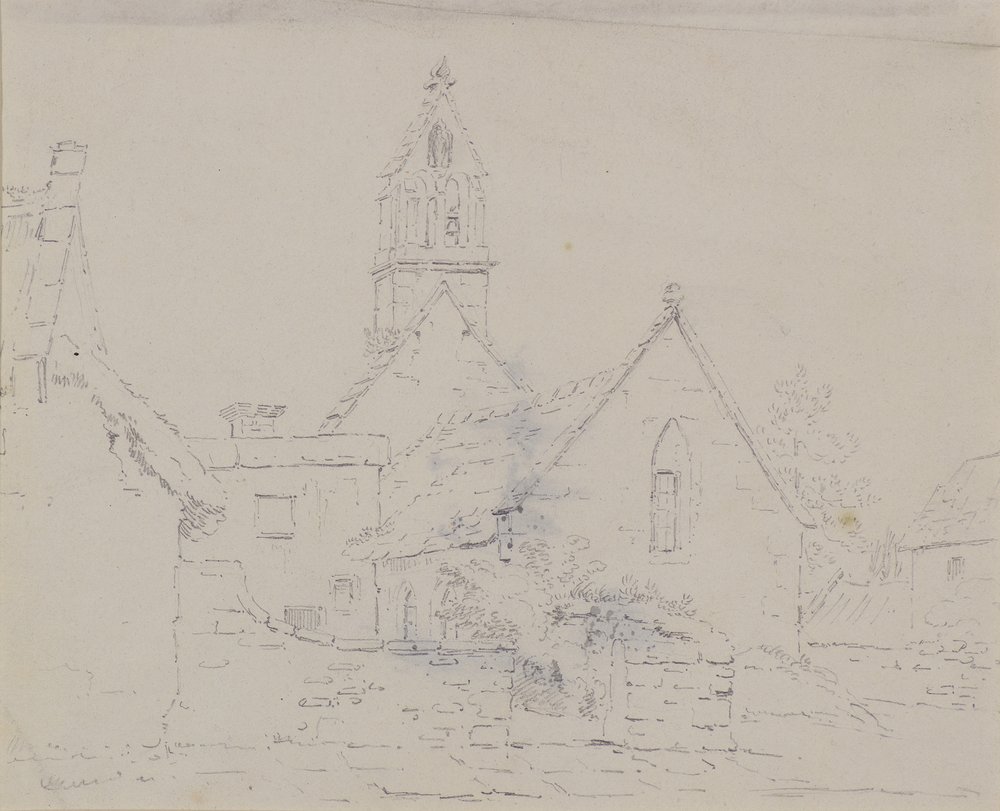 Igreja em ruínas, c.1803 (lápis) de Amelia Long