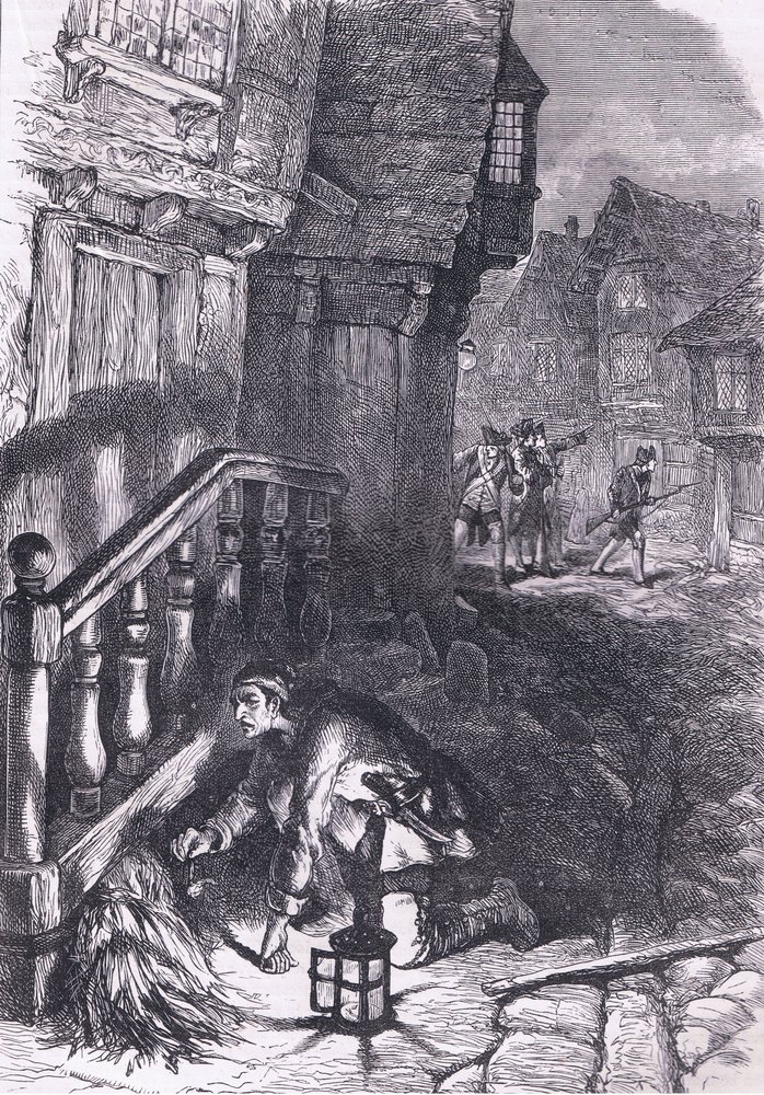 Detecção de um incendiário, ilustração de Cassell History of the United States publicada por Cassell, Petter & Galpin, c.1900 (litho) de American English school