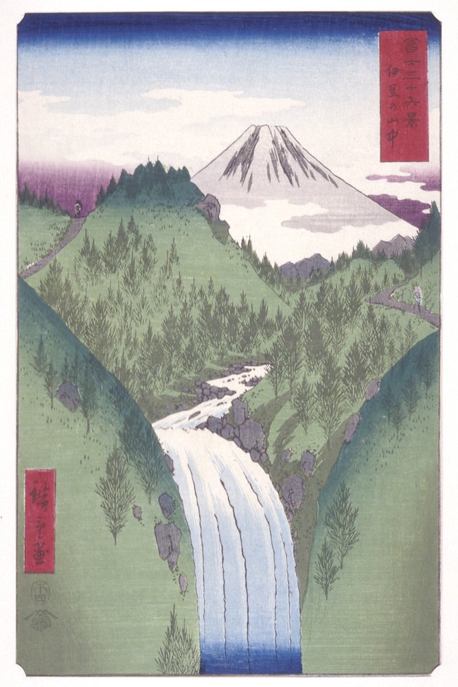 In The Mountains Of Izu (Izu No Sanch?) (impressão em bloco de madeira a cores) de Ando or Utagawa Hiroshige