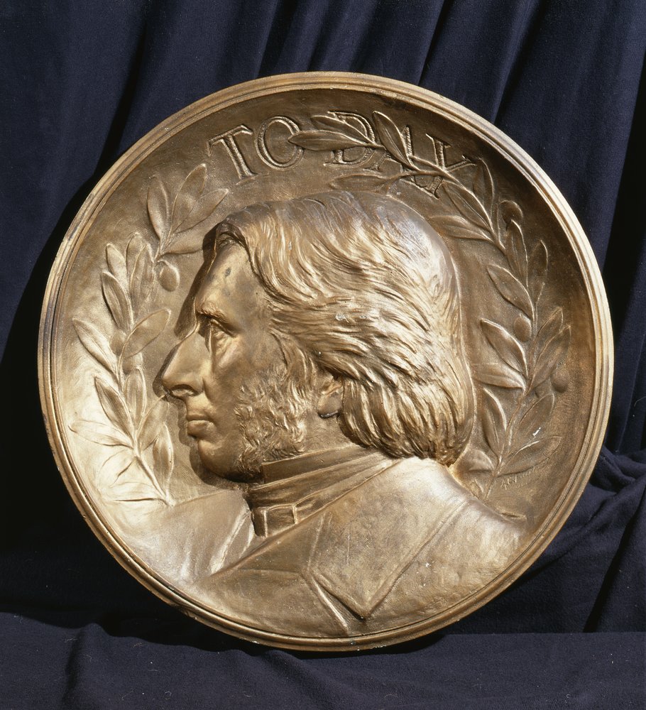 Retrato de medalhão de John Ruskin (gesso) de Andrea Carlo Lucchesi
