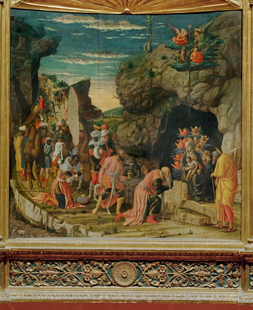 Epifania, parte central de um tríptico (têmpera sobre madeira) de Andrea Mantegna