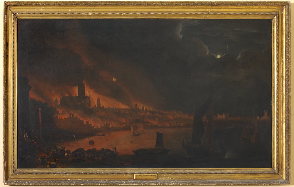 O Grande Incêndio de Londres, c.1666-1700 (óleo sobre tela) de Anglo-Dutch School
