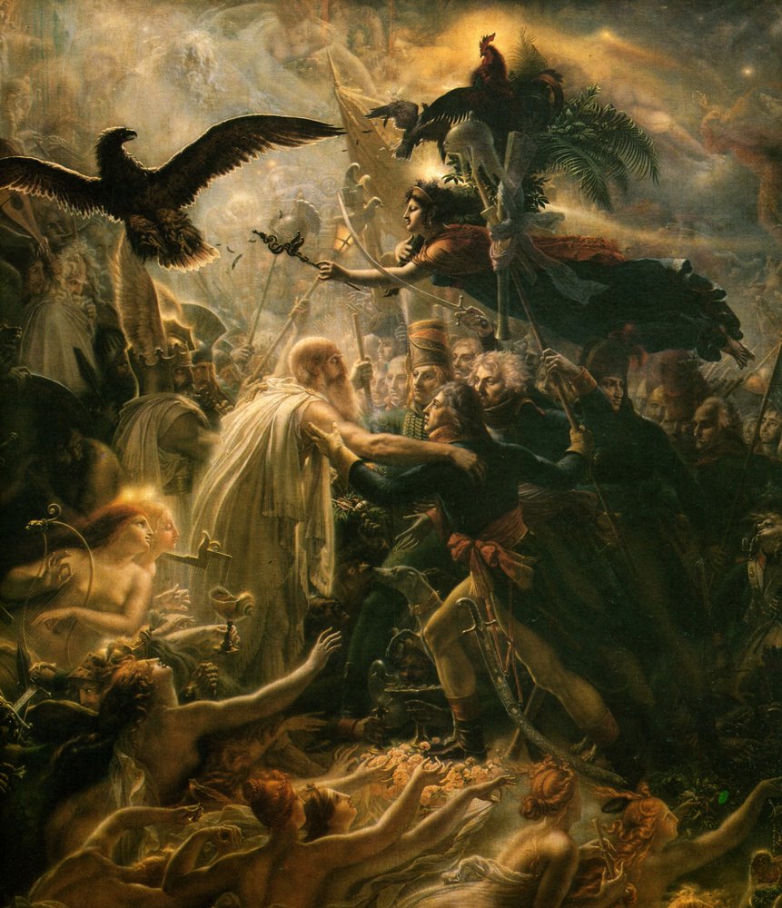 A apoteose dos heróis franceses que morreram pelo país durante a guerra pela liberdade, início do século XIX de Anne-Louis Girodet de Roucy-Trioson