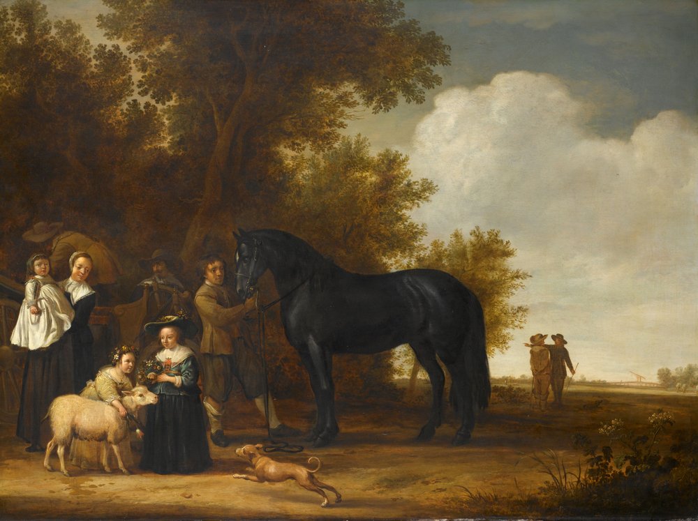 Retrato de grupo numa paisagem, c.1638-1640 (óleo sobre painel) de Anonymous Anonymous
