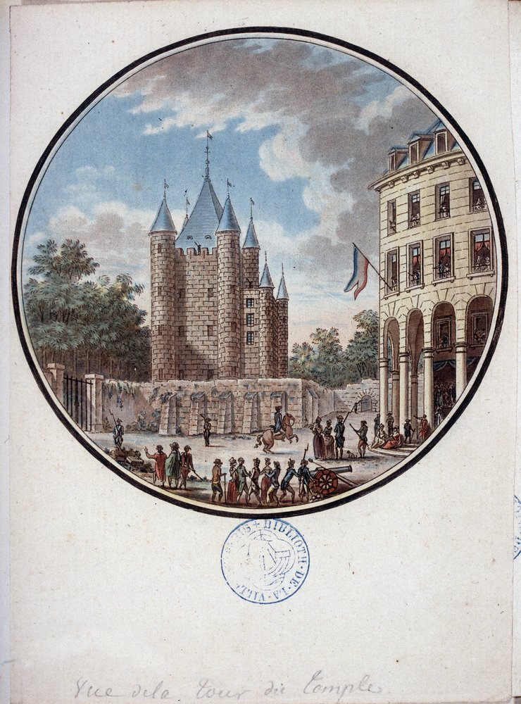 Paris, vista da Torre do Templo - em "Vista pitoresca dos principais edifícios de Paris" pelo Sargento de Antoine Louis Francois Sergent-Marceau