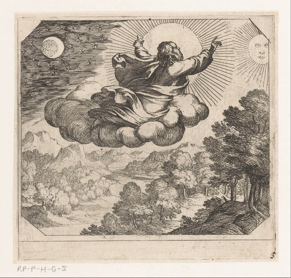 Deus cria o sol, a lua e as estrelas
Criação (título da série) de Antonio Tempesta