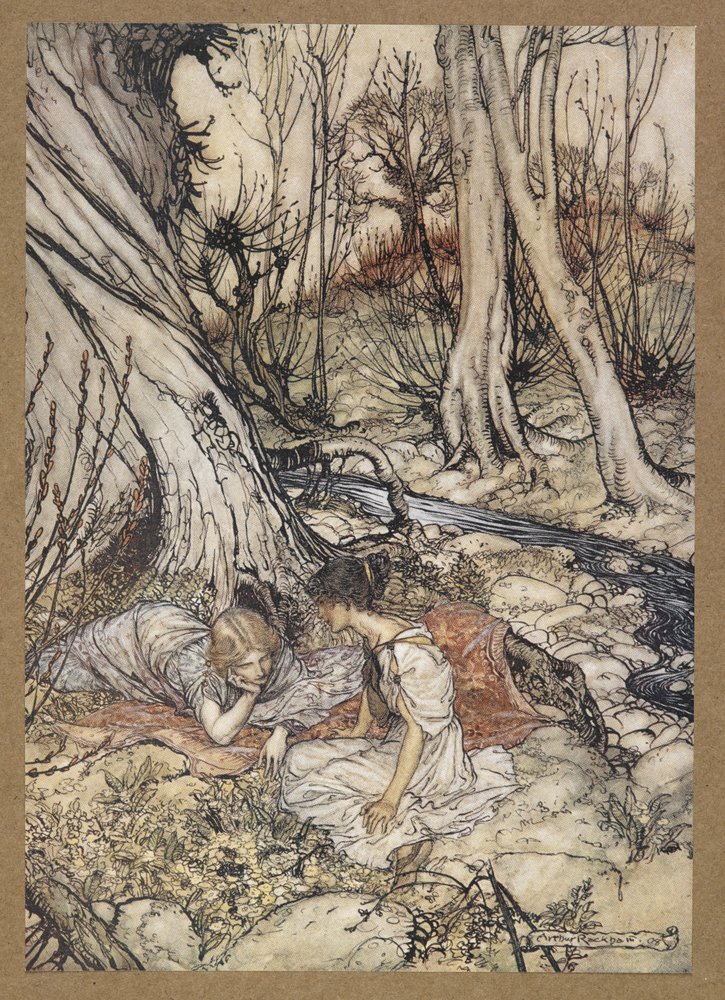 ... Onde muitas vezes eu e vós, ao fingirmos que os botões de primatas não se deitam, esvaziando os nossos peitos do seu "doce de cônsul".
Hermia e Helena. Uma cena de 