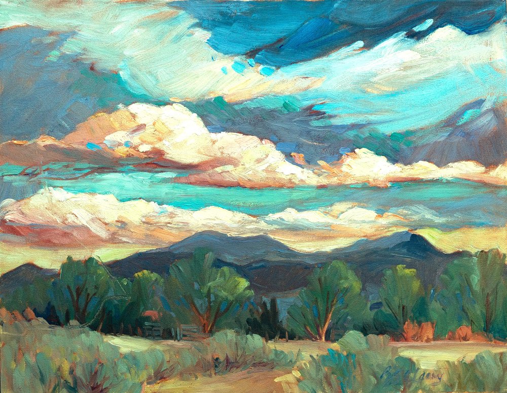 Céu do Novo México, c.1990-2005 (óleo sobre tela) de Barbara Cleary