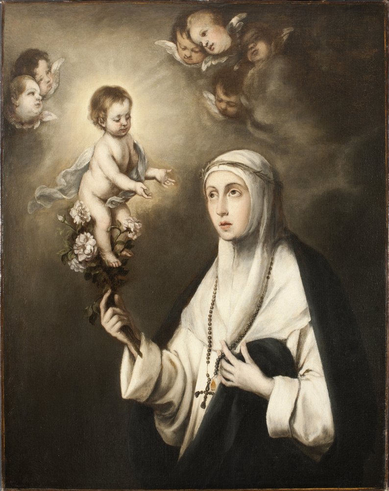 Rose de Lima (Isabel Flores de Oliva) (1586-1617) - Santa Rosa de Lima, de Murillo, Bartolome Esteban, Cópia após . Óleo sobre tela. Dimensão : 93x76 cm. Nationalmuseum Stockholm de Bartolomé Esteban Murillo