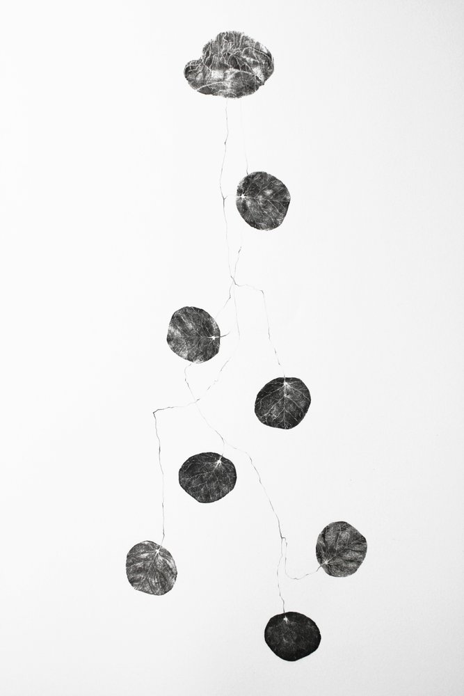 Vaso, 2014 (colagem de gravura em madeira e desenho a lápis sobre papel) de Bella Larsson