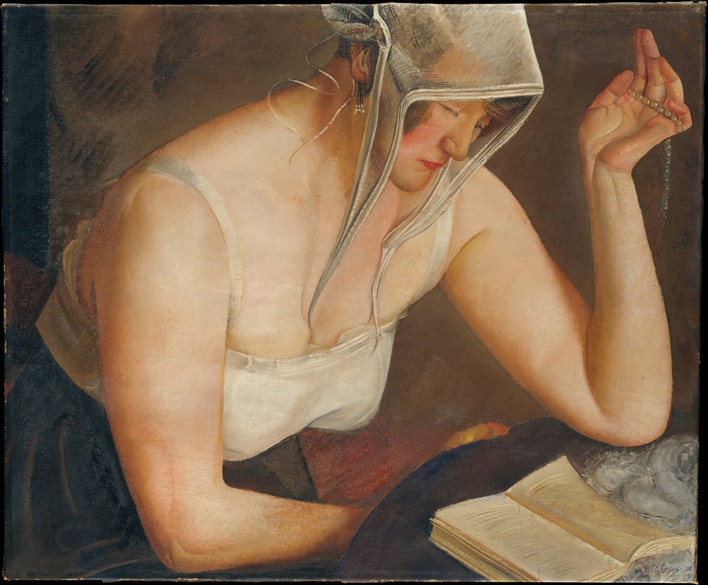 Mulher lendo, c. 1922 de Boris Dmitrievich Grigoriev