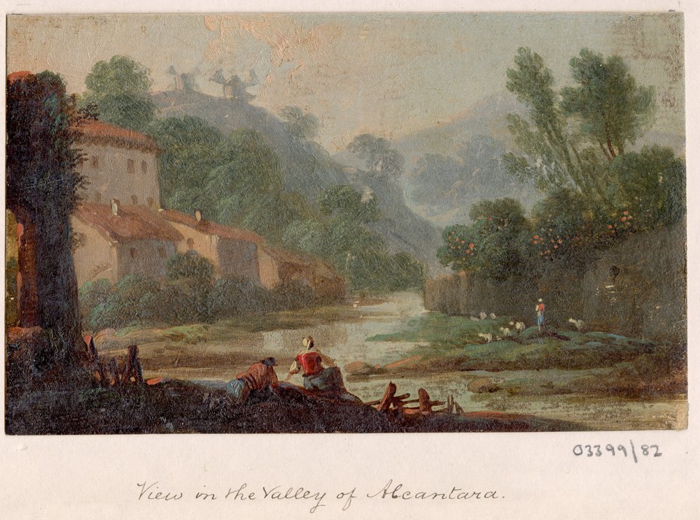 Uma série de esboços, vistas na Grã-Bretanha, no Continente e na América 1772-1778 (óleo sobre papel) de British School