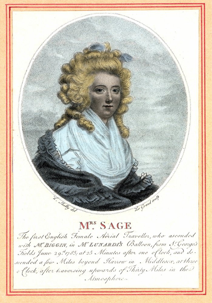 Laetitia Sage, primeira mulher inglesa aeronaut, final do século XVIII. de British School