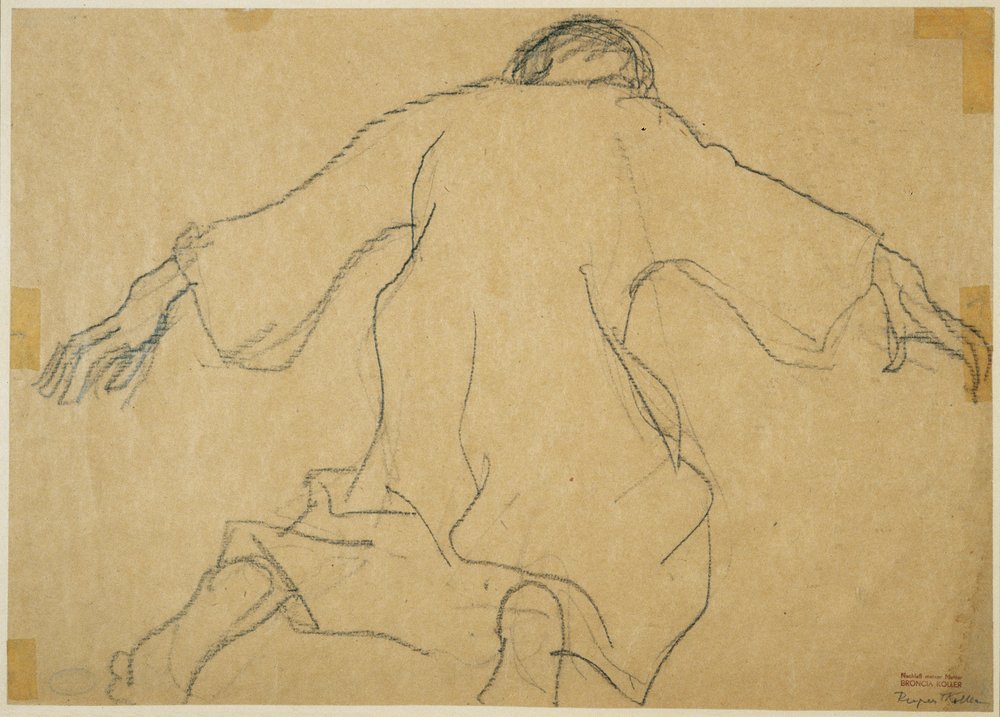 Tornar-se e morrer, c.1920 (carvão sobre papel) de Broncia Koller-Pinell