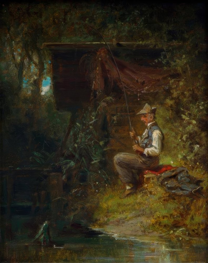 O pescador à cana de Carl Spitzweg