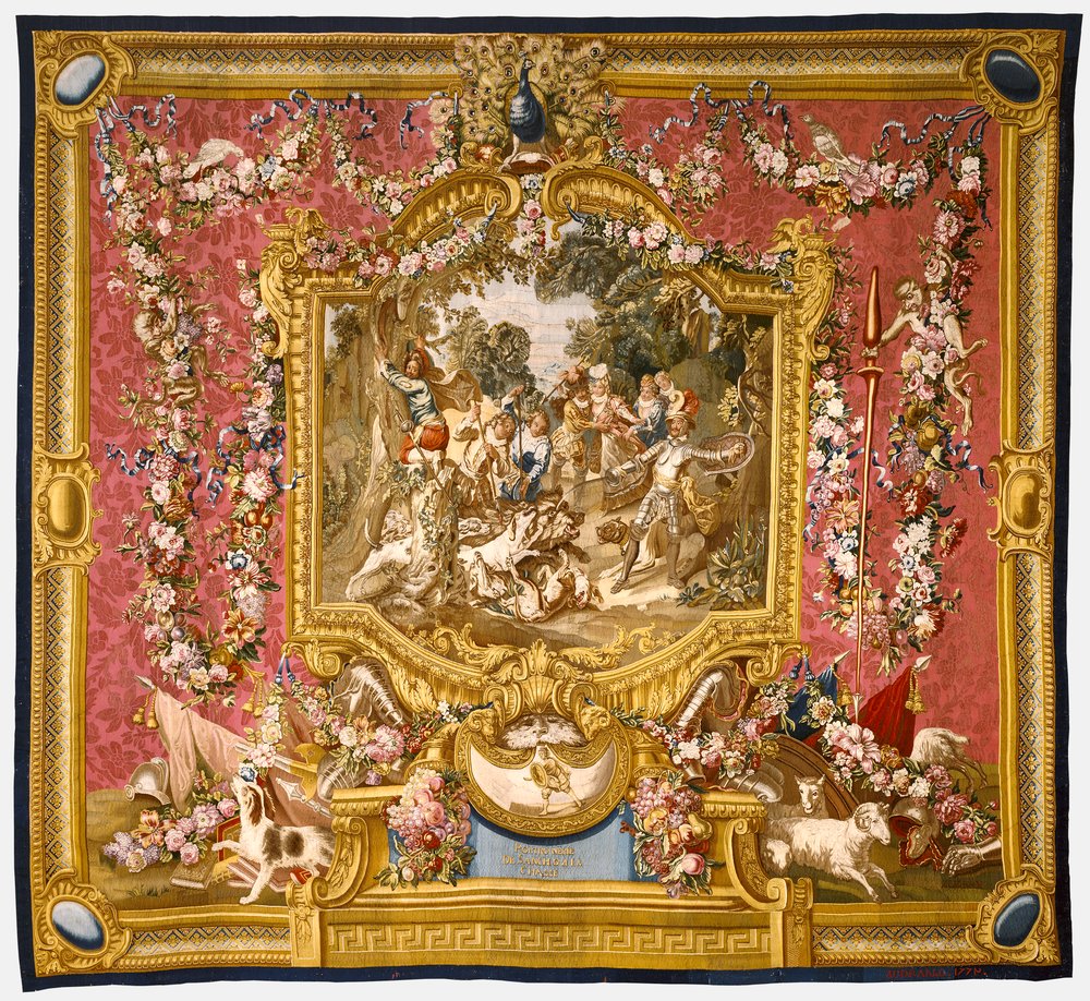 A covardia de Sancho na caça, 1772 (seda e lã) de Charles Antoine Coypel