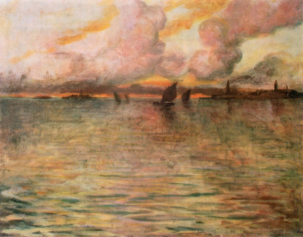 Vista do mar com vista distante de Veneza, 1896 de Charles Cottet