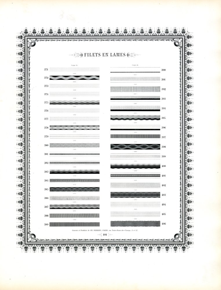 Regras decorativas tipográficas (impressão) de Charles Derriey