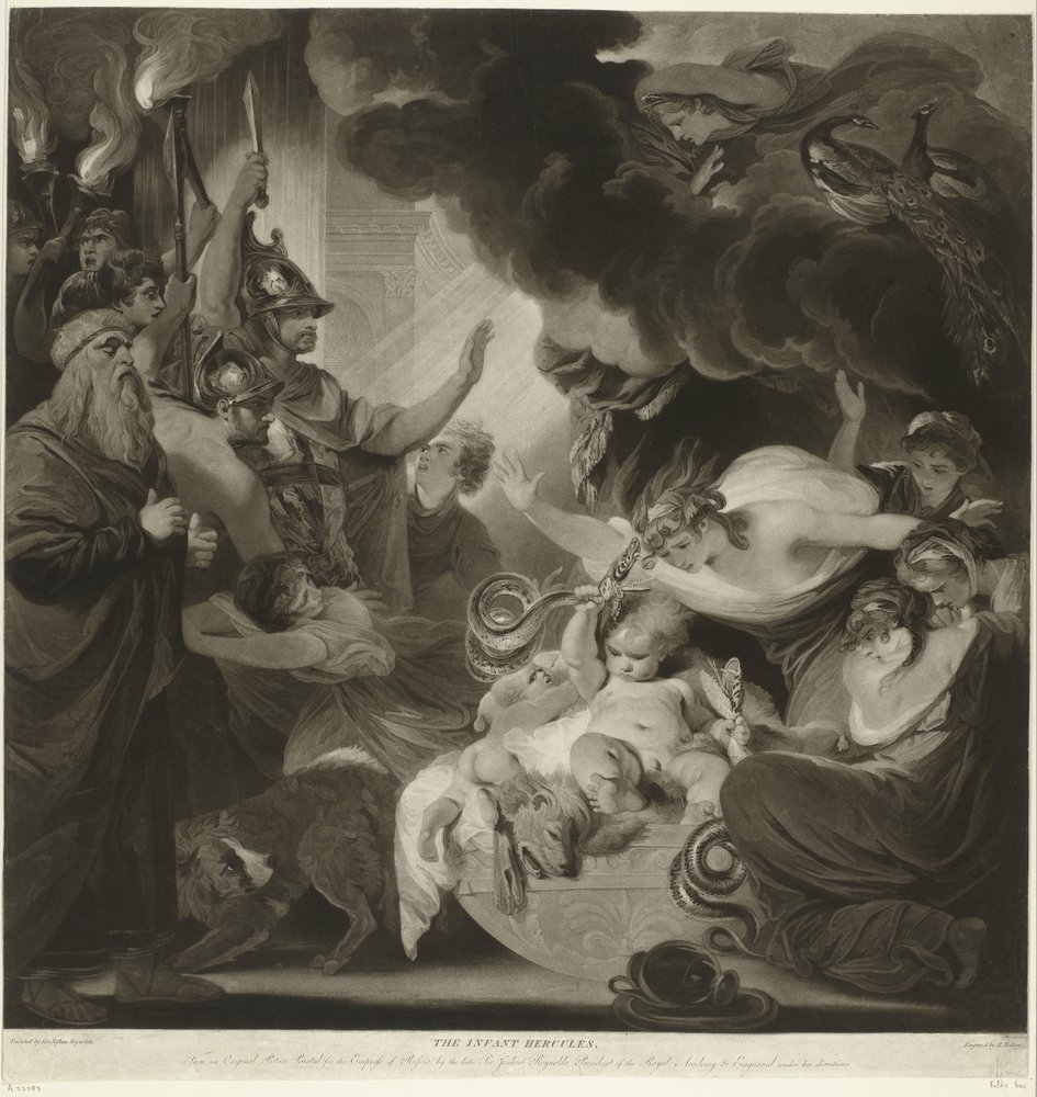 Hércules estrangula as duas serpentes em seu berço de Charles Howard Hodges