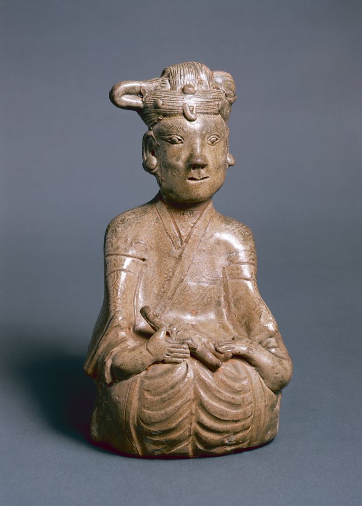 Figura sentada, Jin Ocidental, 265-316 (greenware) de Chinese School