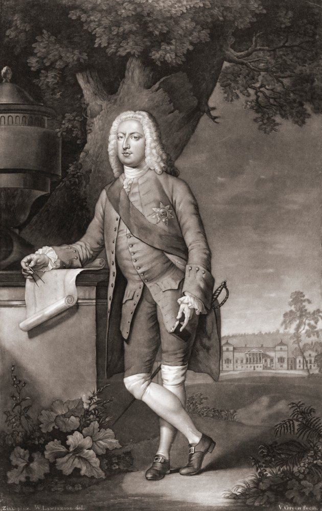 Thomas Coke, Conde de Leicester. Retrato. (impressão) de Christian Friedrich (after) Zincke