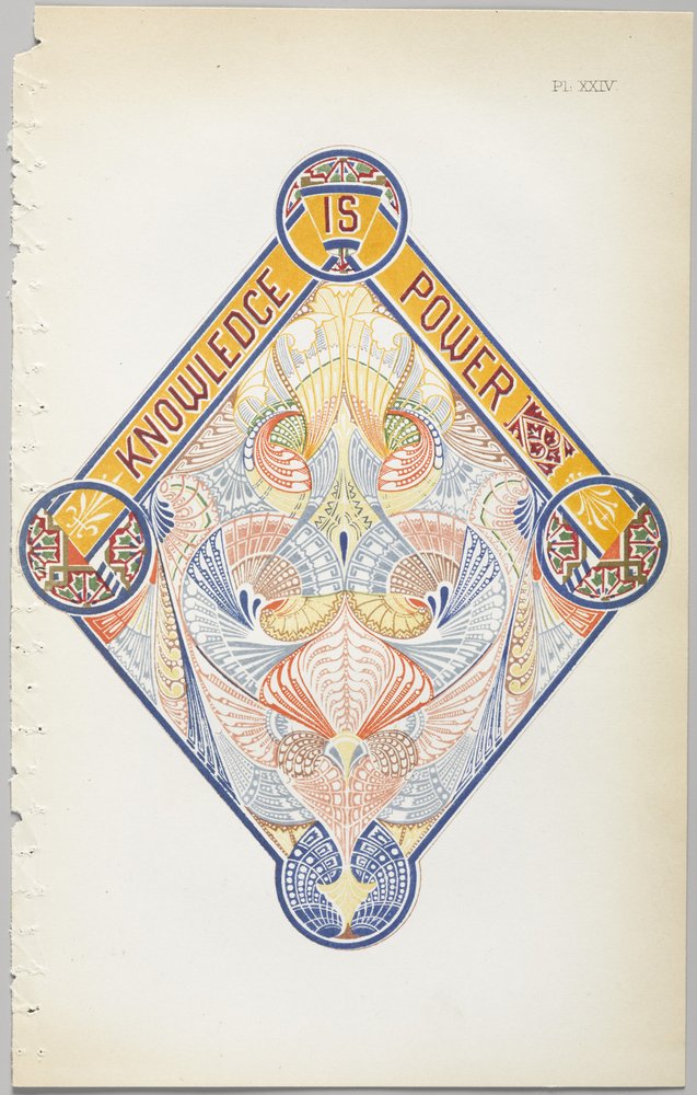 A arte do design decorativo: com um apêndice, dando as horas do dia em que as flores abrem, publicado pela Day & Son, Londres, 1862 de Christopher Dresser