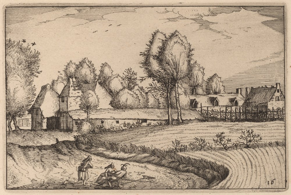 Estrada ao longo de um campo de Claes Jansz Visscher after Johannes van Doetechum, the Elder after Lucas