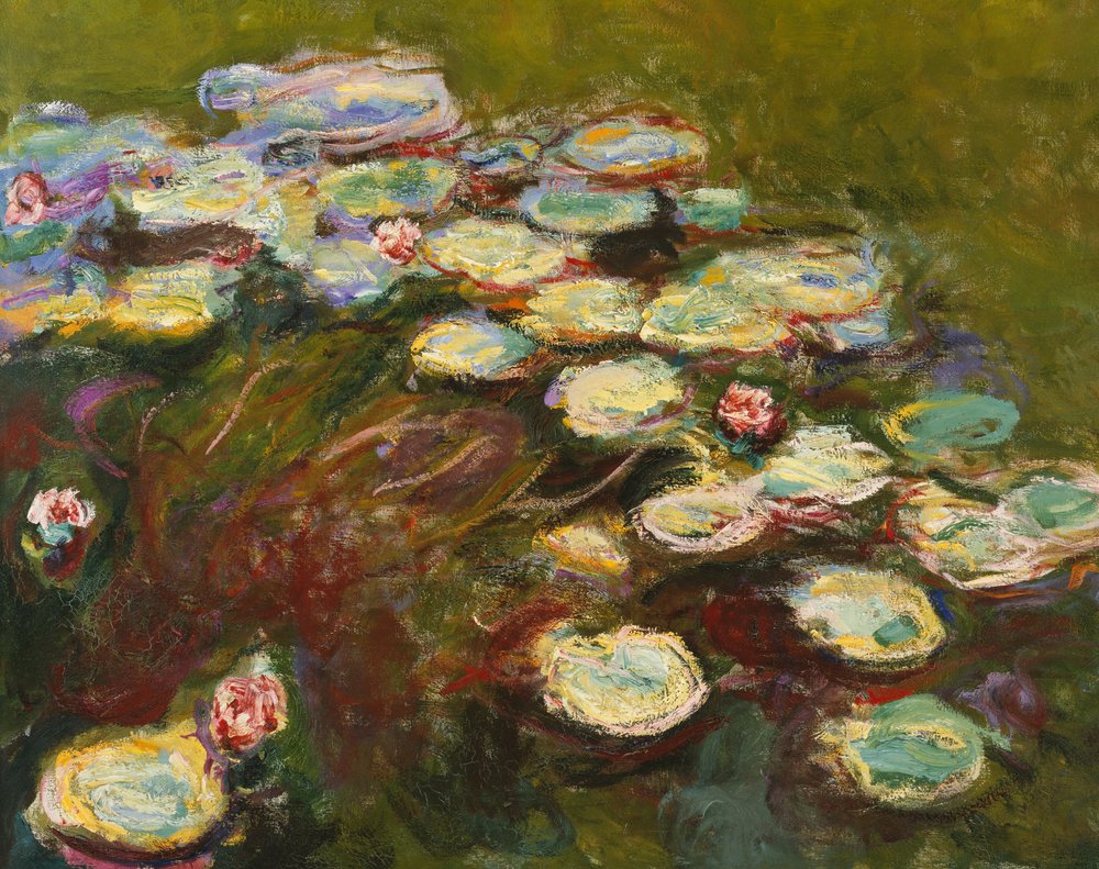 Waterlilies, 1914-17, detalhe, de, 82359, óleo, ligado, lona de Claude Monet