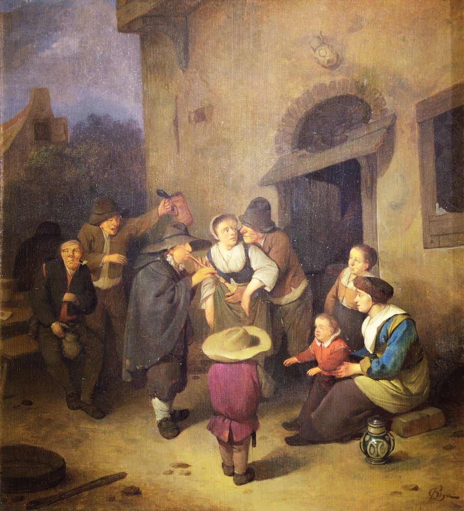 Músicos de rua (óleo sobre painel) de Cornelis Pietersz Bega