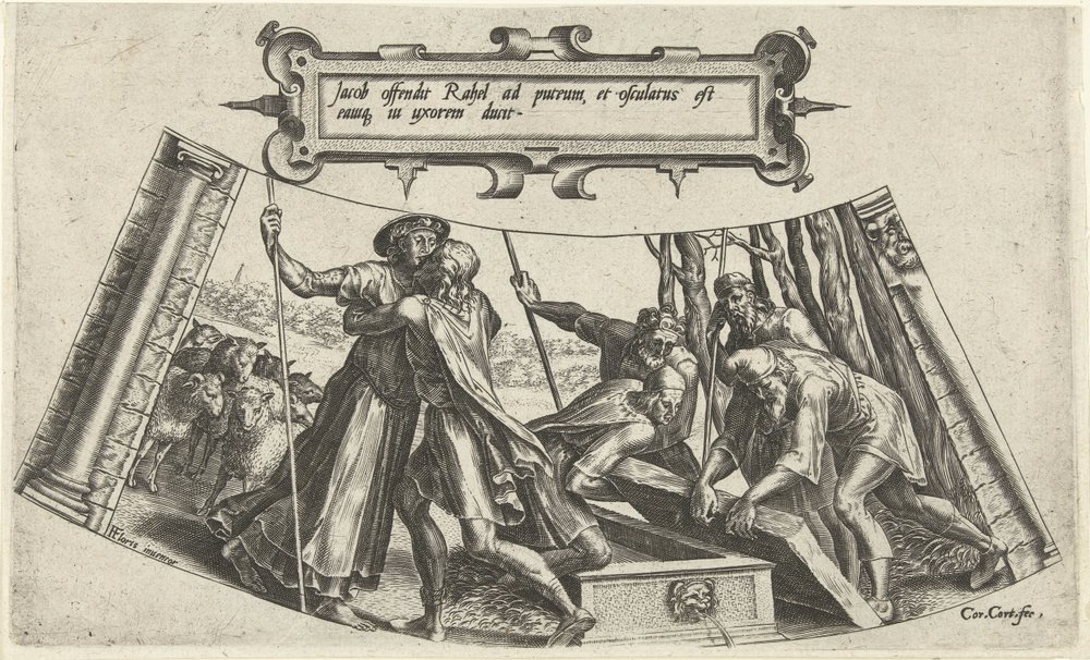 O encontro de Jacob e Raquel no poço
A história de Jacob (título da série) de Cornelis Cort