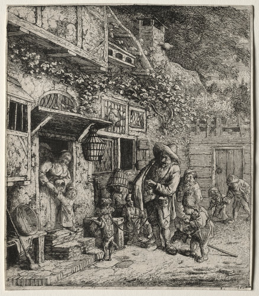 O cão dançando. de Cornelis Dusart