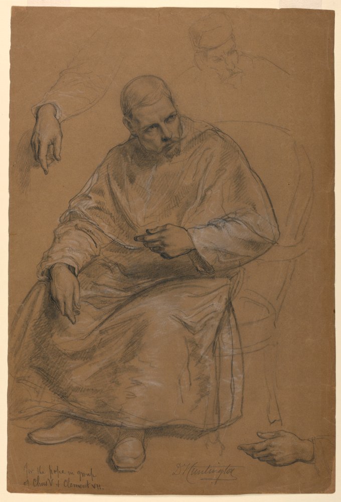 Estudo para "Tiziano mostrando o sepultamento de Carlos V e Papa Clemente VII" de Daniel Huntington