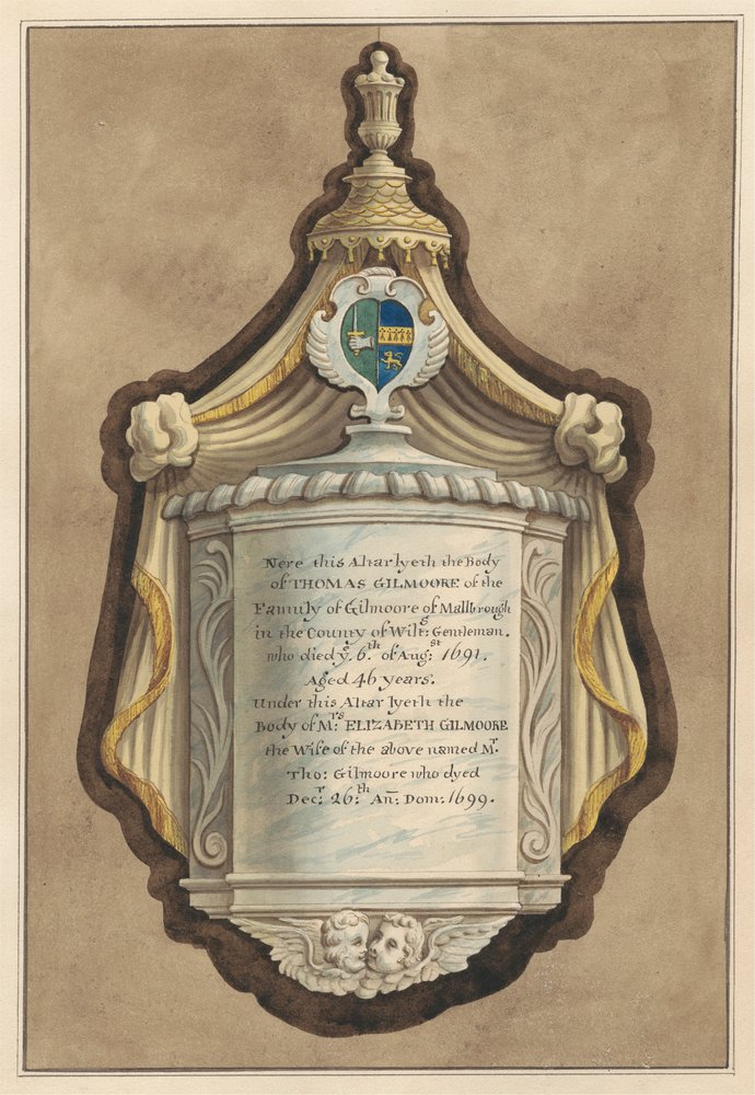 Monumento a Thomas Gilmoore e à Sra. Elizabeth Gilmoore, da igreja de Twickenham de Daniel Lysons