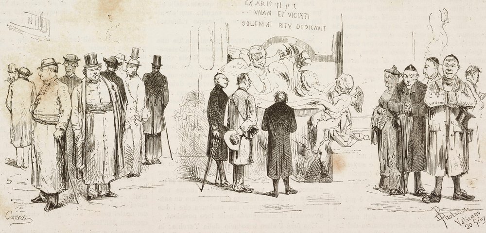 Peregrinos alemães em Roma, gravura de Dante Paolocci e Canedi de L