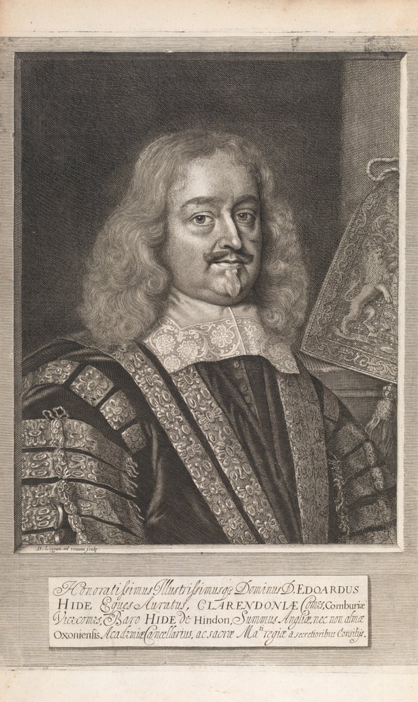 Edward Hide, de "Memoriais históricos das leis inglesas", de William Dugdale, Londres, 1666 de David Loggan