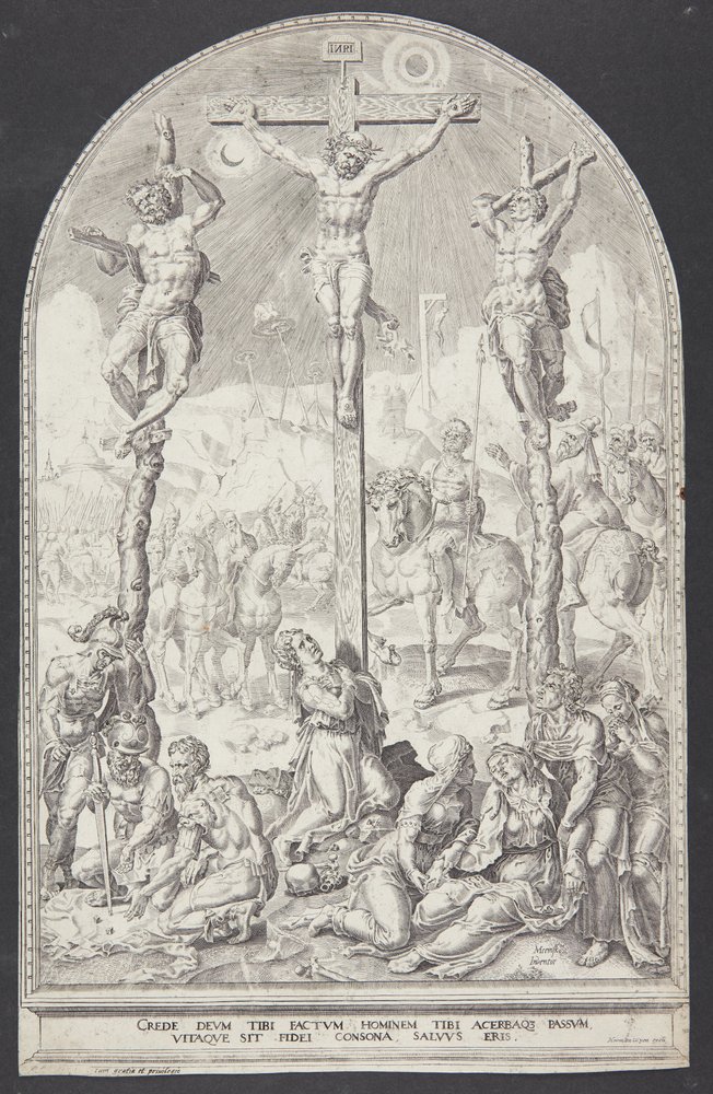 Cristo na cruz entre os dois ladrões de Dirck Volckertsz. Coornhert