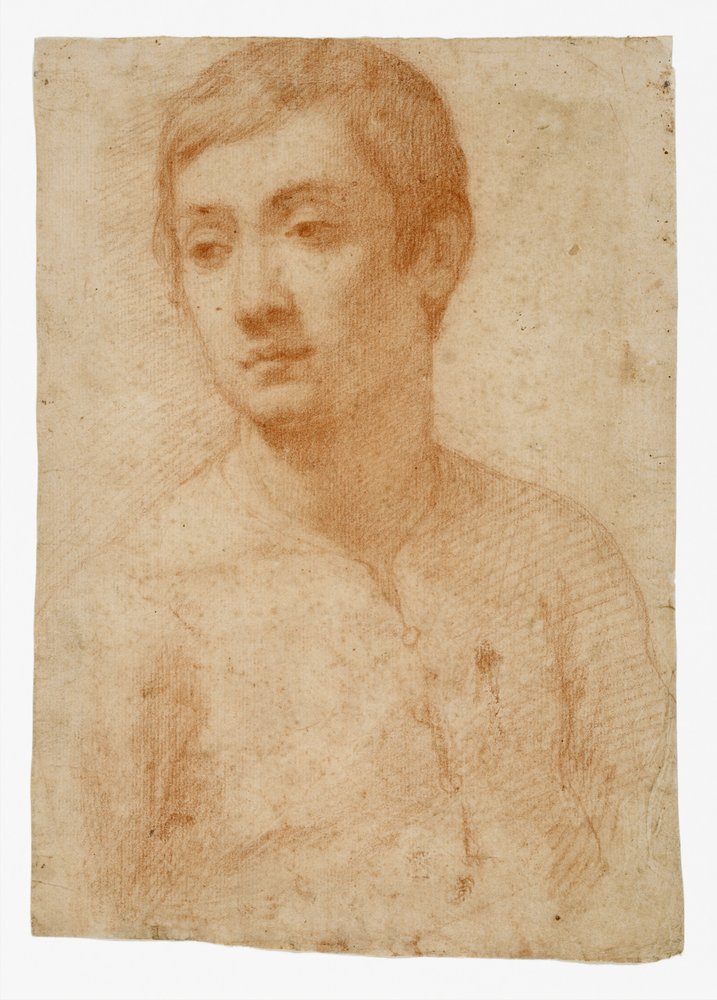 O Chefe de uma Juventude, c.1600-25 (giz vermelho sobre papel) de Domenico Cresti